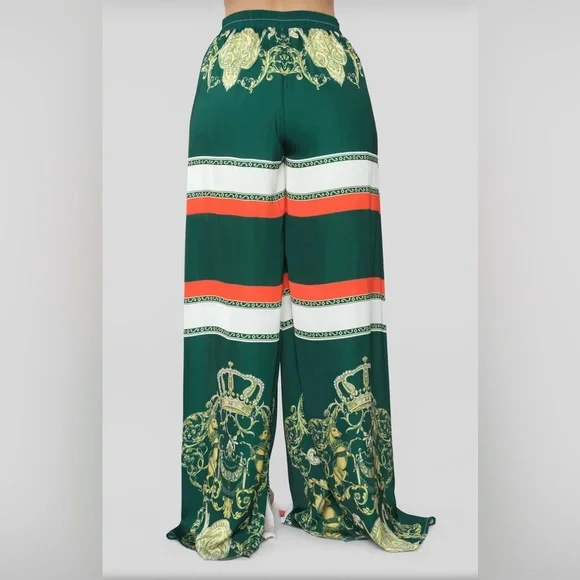 NWOT Fashion Nova Flower Vibes Wide Leg Pant Set matching long sleeve top Large - Picture 2 of 9